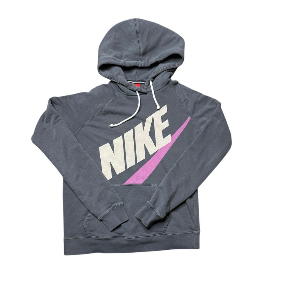Nike Hoodie Size Small Dark grey with pink spell out